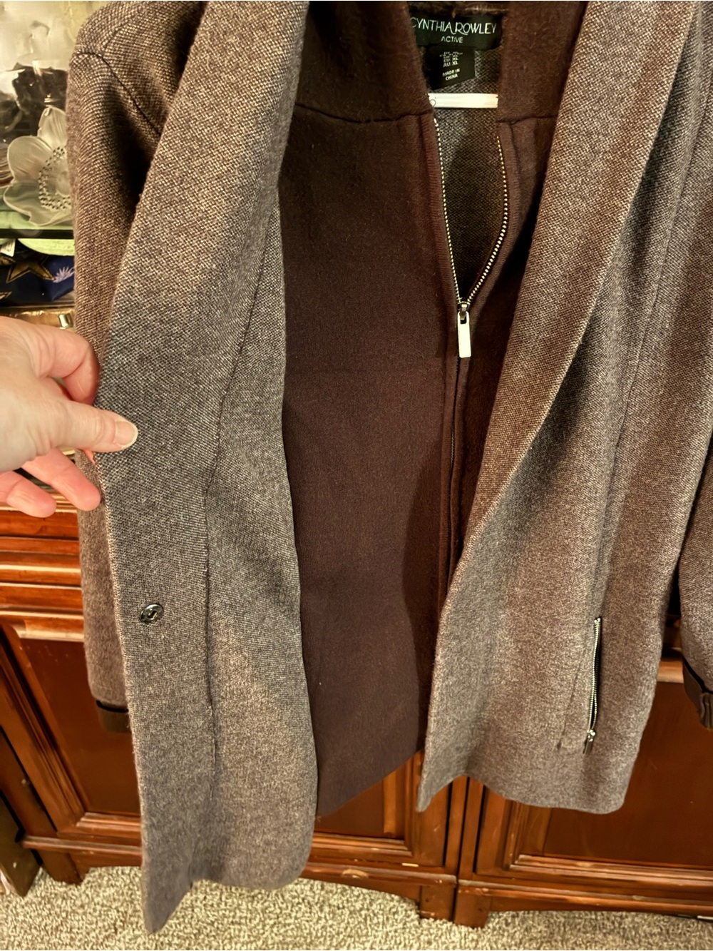 Cynthia Rowley Active Deep Plum Full-Zip Hoodie XL